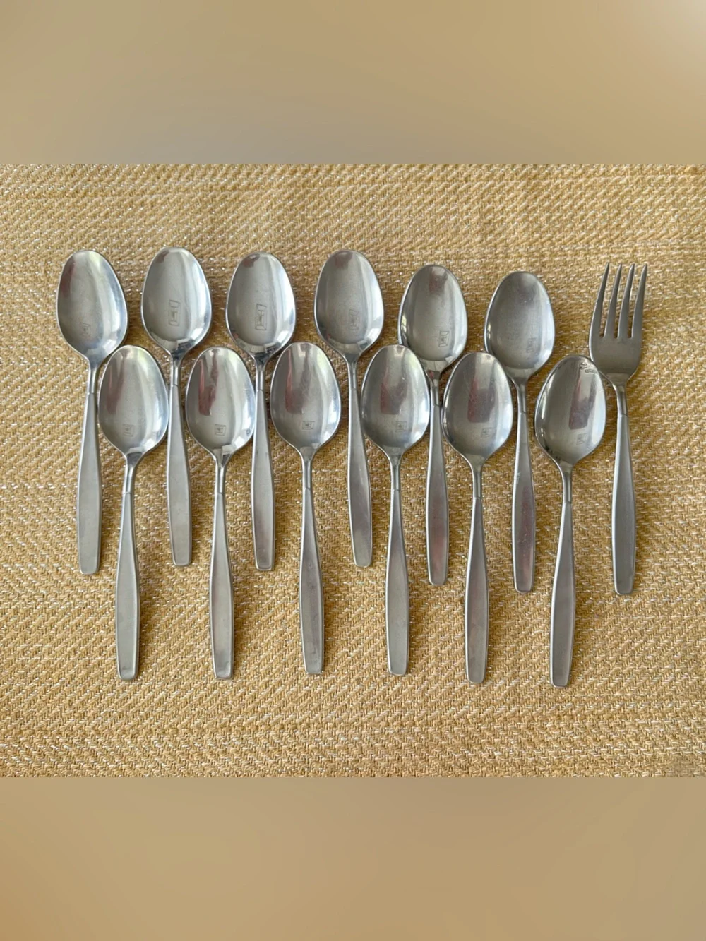 Modern Living (Stainless) Teaspoons (13) by Rogers IS and bonus fork